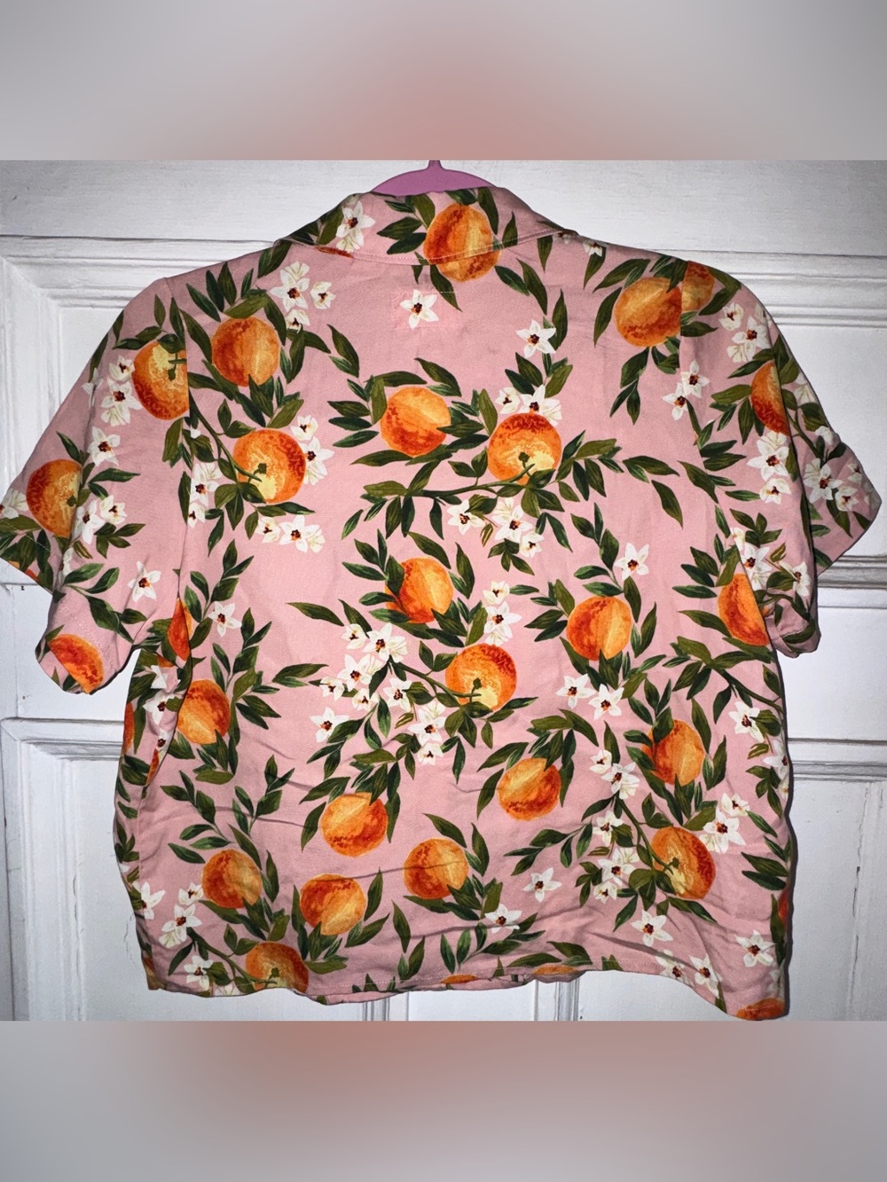 Marine Layer Pink Peach Print Short-Sleeve Button Blouse - Picture 4 of 4
